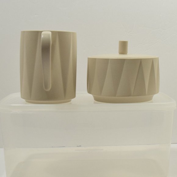 Kate Spade Lenox Castle Peak Creamer & Sugar Bowl & Lid New Neutral Hazelnut - Picture 2 of 8